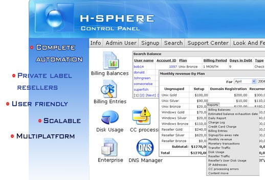 H-Sphere Control Panel